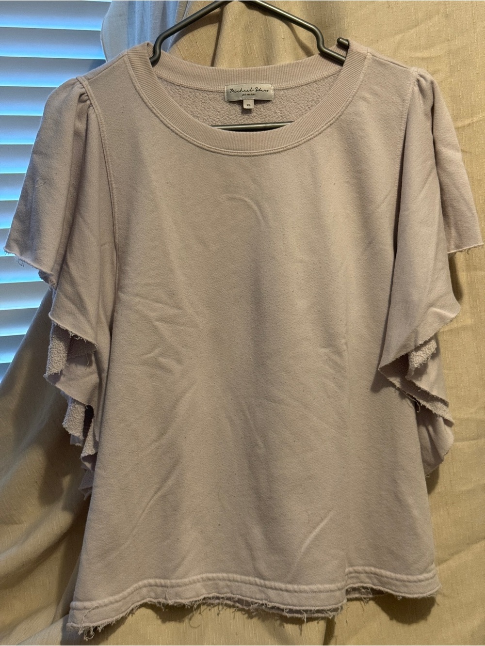 Michael Stars Lavender Ruffle Sleeve Sweatshirt